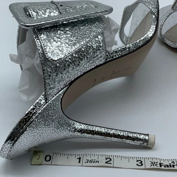 ATTICO Ester Crackled Metallic-leather Mules In Silver - Picture 15 of 16